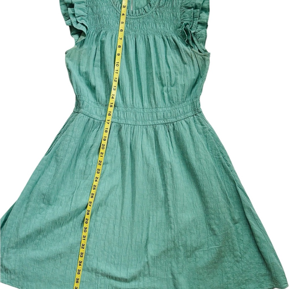 J. Crew Green Flutter Sleeve Smocked Sundress
